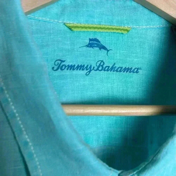 Tommy Bahama Linen Blue Button Up Shirt Long Sleeve Adult 3XL - Picture 3 of 14